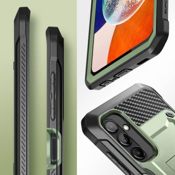 Grönt fodral för Samsung A14 5G Stötsäkert Kickstand Hållare Bältesklämma, Supcase Grön