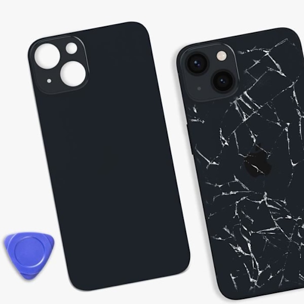 Udskiftningsglas bagpå til iPhone 13 Black Svart