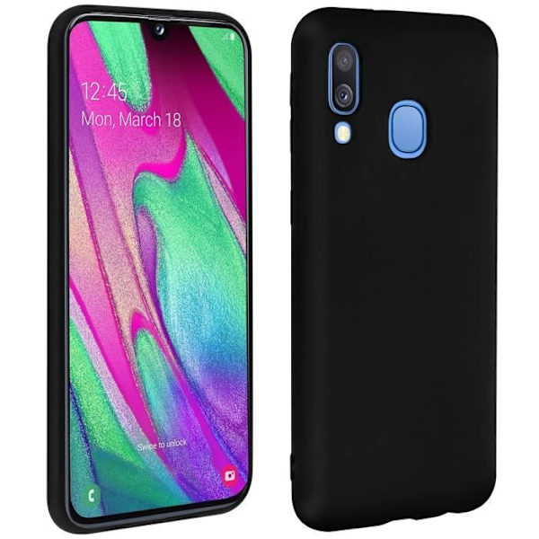 Etui - AVIZAR - Samsung Galaxy A40 - Gel silikone - Sort - Blød touch finish Svart