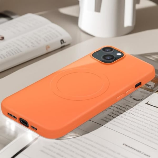 Magsafe Cover til iPhone 15 plus Silikone Soft-touch Mag Cover Orange Orange