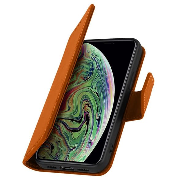 Hus Apple iPhone XS Max Läder Med Kortficka Premium Ställfunktion Brun