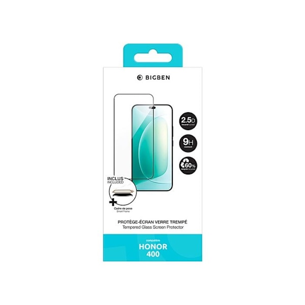 Skærmbeskyttelse - Bigben - Honor 400 - Tempereret glas 2,5D - Ridseresistent - SmartFrame