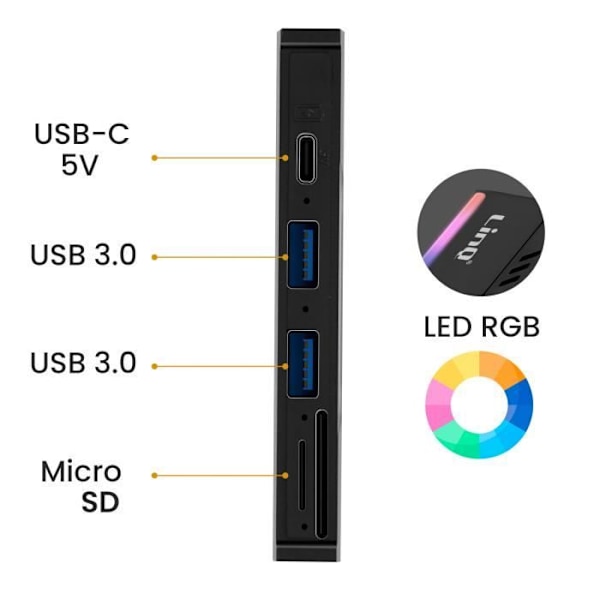 USB Hub - LinQ - SSD Hard Disk Drive - 2 USB Ports - TF Card Reader - Black