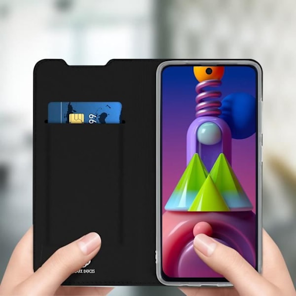 Fodral för Samsung M51 - DUX DUCIS - Kortfodral - Ekologiskt läder - Svart - Mjuk Svart