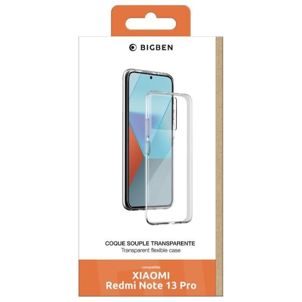 Kotelo Xiaomi Redmi Note 13 Prolle, pehmeä ja erittäin ohut TPU BigBen Connected Transparent Transparent