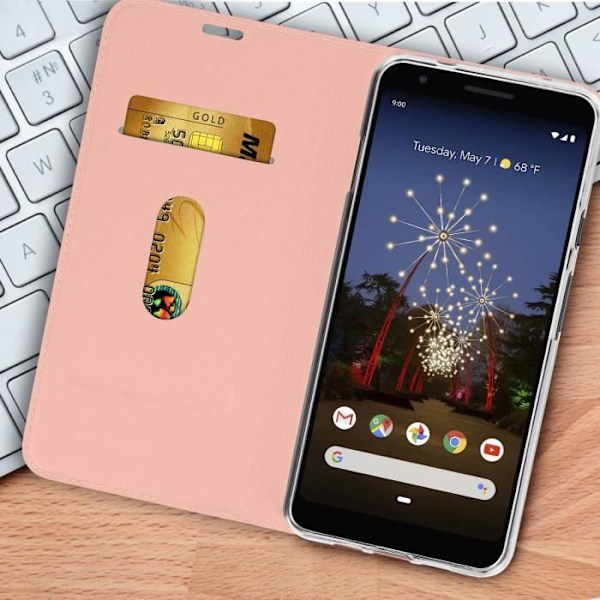Housse - AVIZAR - Google Pixel 3A XL - Rosen guld - Fleksibel - Klap Rose guld