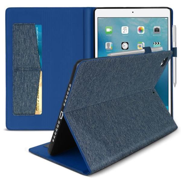 Häftet - Mode - iPad Air / iPad 9.7 - Ekoskinn - Korthållare - Ställfunktion Blå