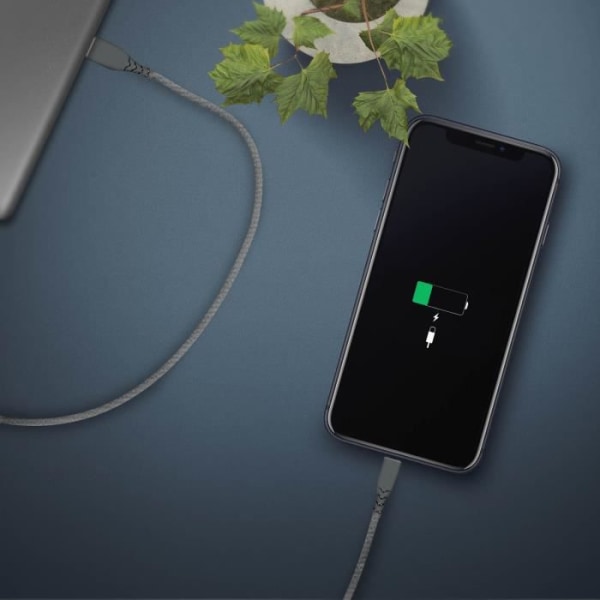 Vahvistettu Micro-USB/USB-älypuhelin/tabletin lataus-/synkronointikaapeli 2 m Force Power grå