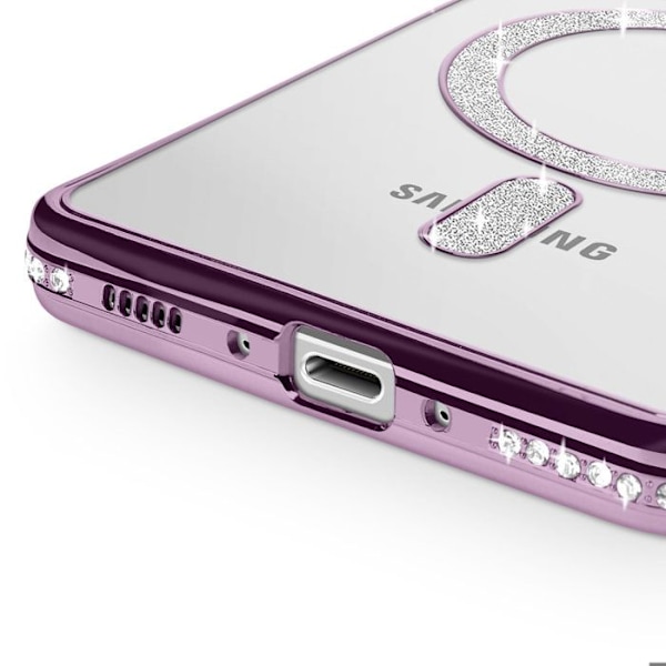 Coque Diamant pour Samsung Galaxy A56 MagSafe Contour Strass Violet Lila