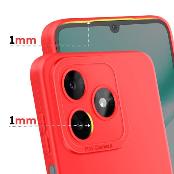 Silicone Cover til Honor X5c Plus med Blød Forstærkning til Kamera i Rød Röd