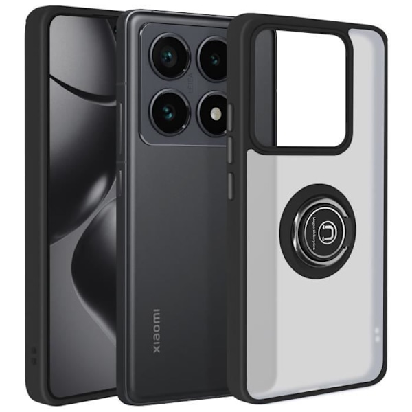 Coque til Xiaomi 14T Pro med metalring og videostativ i sort Svart