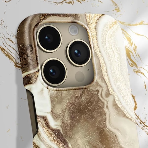 Cover til iPhone 14 Pro Marbled Luxury Ultra Thin Golden Sand Marble iDeal of Sweden Beige