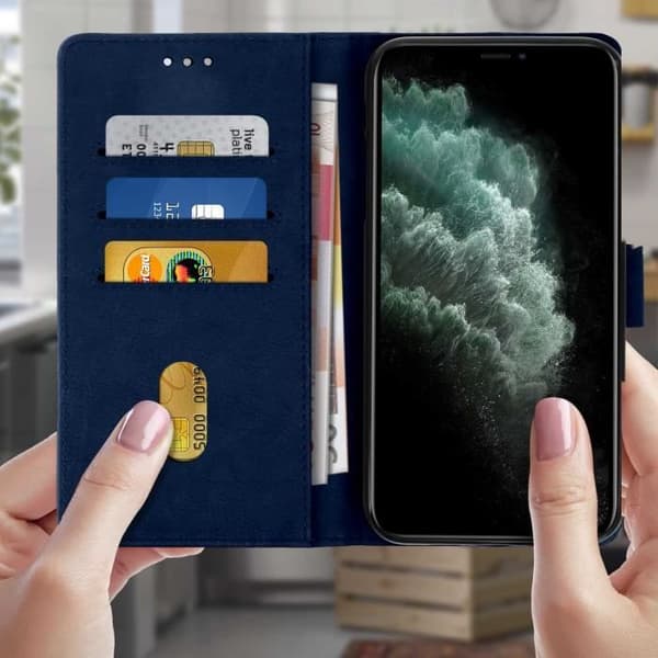 Fodral - AVIZAR - iPhone 11 Pro - Heltäckande Fodral - Kortfack - Video Stödfunktion - Mörkblå Midnattsblå