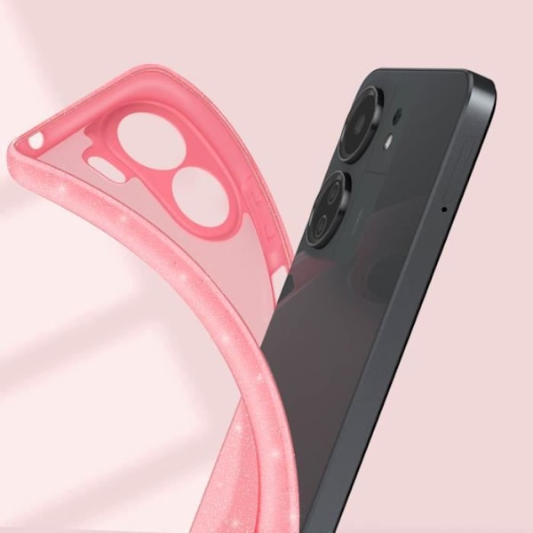 Kotelo Xiaomi Redmi 13C:lle - AVIZAR - Glitter Design - Suojattu kamera - Vaaleanpunainen Rosa