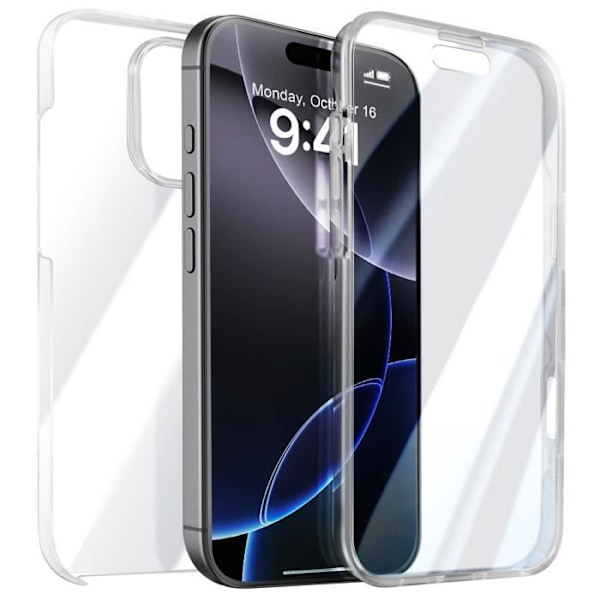 360° cover til iPhone 16 Pro Max Touch med hævet kamerakant gennemsigtig Transparent