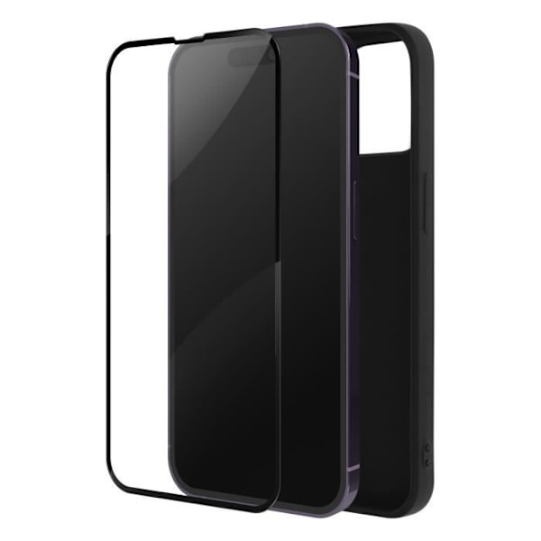 iPhone 14 Pro Max Cover Black Soft Gel Silikone og 9H hærdet glas Sort Contour