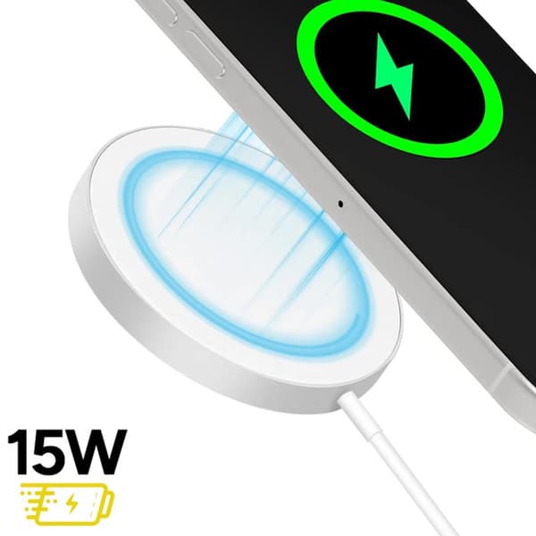 Laddare för iPhone 16 Pro Max Magsafe Magnetisk 15W Mayaxess Vit Vit