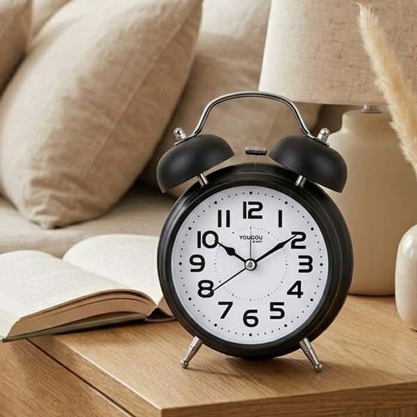 Analog väckarklocka för dubbelrum Elegant svart Svart