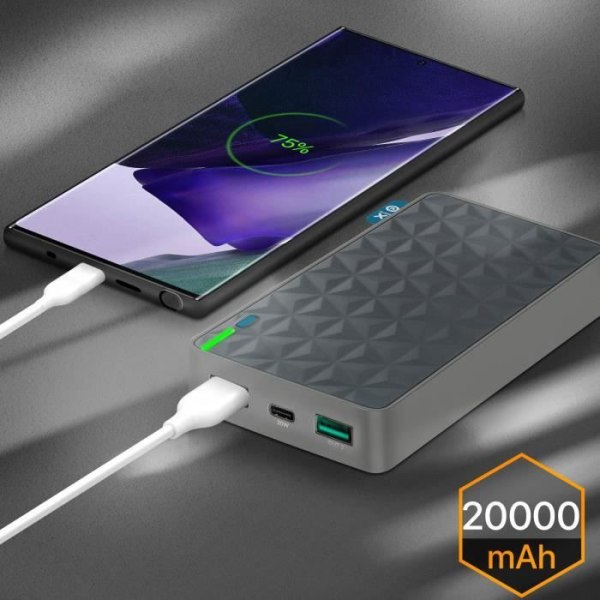 Reservbatteri 20000mAh USB-C 20W 2x USB 3.0 Xtorm Fuel Series Grå