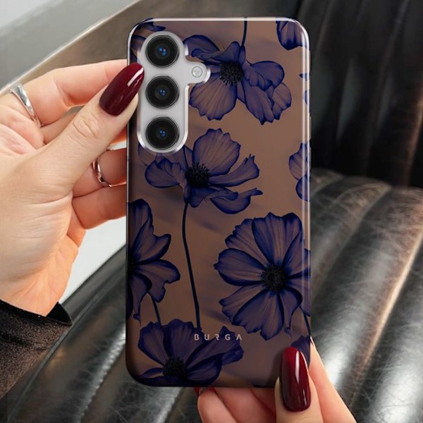 Coque til Samsung Galaxy S24 og S25 Elegant Velvet Night Burga Mønster Mørk Violet Lila