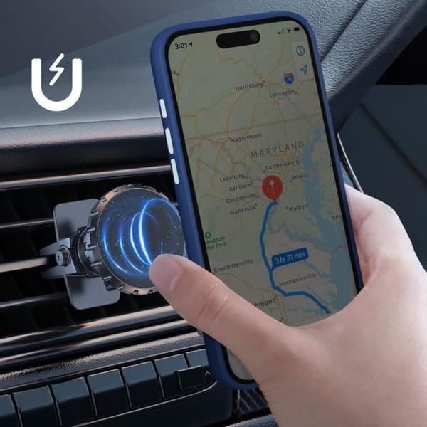 Smartphone cover - AVIZAR - iPhone 16 Plus - Hård - Støtte ring - Mørkeblå Blå