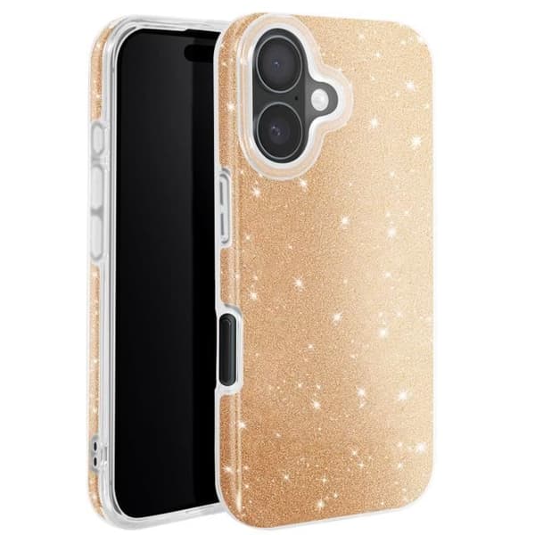 Glittrande Stöttålig Fodral för iPhone 16 Guld Gul