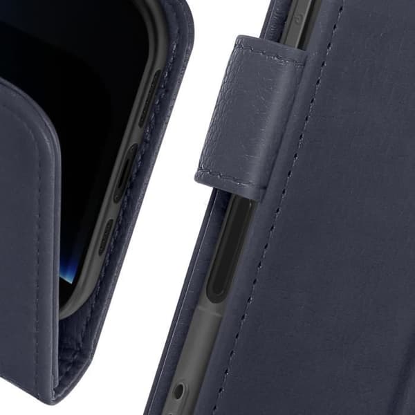 Plånboksfodral - AVIZAR - iPhone 16 Pro - Mörkblå - Semi-styv - Klaff med stödfunktion Blå