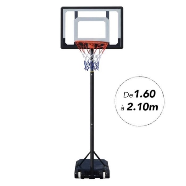 Basketkorg 1,60m till 2,10m - Träningsmodell - Svart