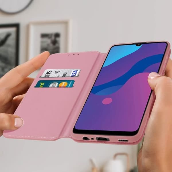 Housse - Honor - 9A - Ekoskinn - Roséguld - Stödfunktion - Magnetlock Rose guld