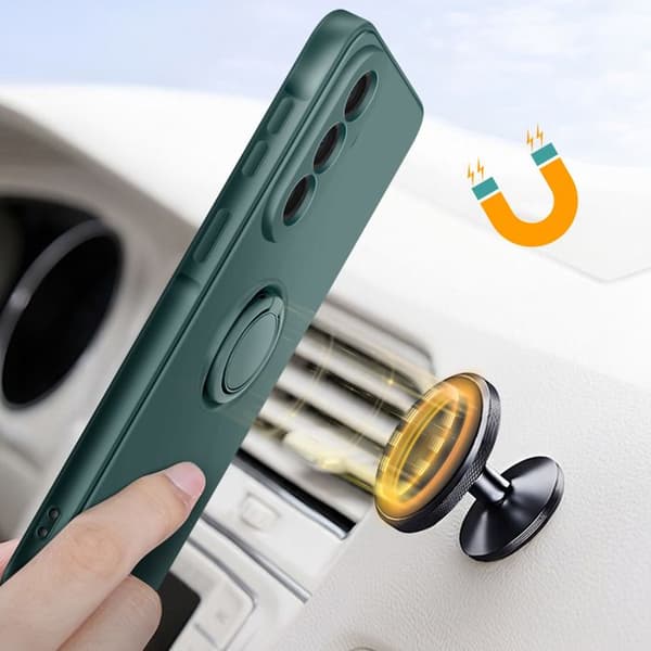 Soft-Touch Cover til Galaxy A57 med Magnetisk Støtte Ring Grøn Grön