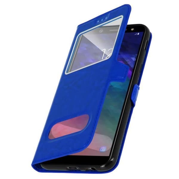 Housse - AVIZAR - Galaxy A6 - Ekoskinn - Mjuk - Blå Blå