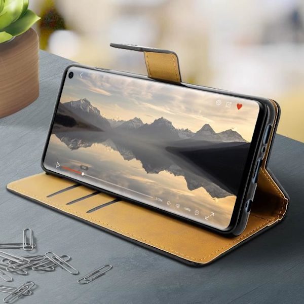 Hus - Samsung - Galaxy S10 - Plånboksfodral - Hård Skydd - Video Stöd Svart