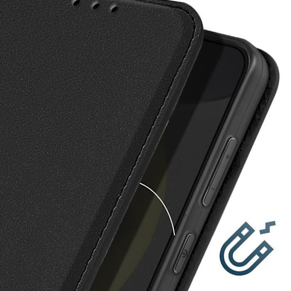 Halvhårt fodral till Samsung Galaxy S24 Plus - AVIZAR - Korthållare och magnetiskt videoställ Svart