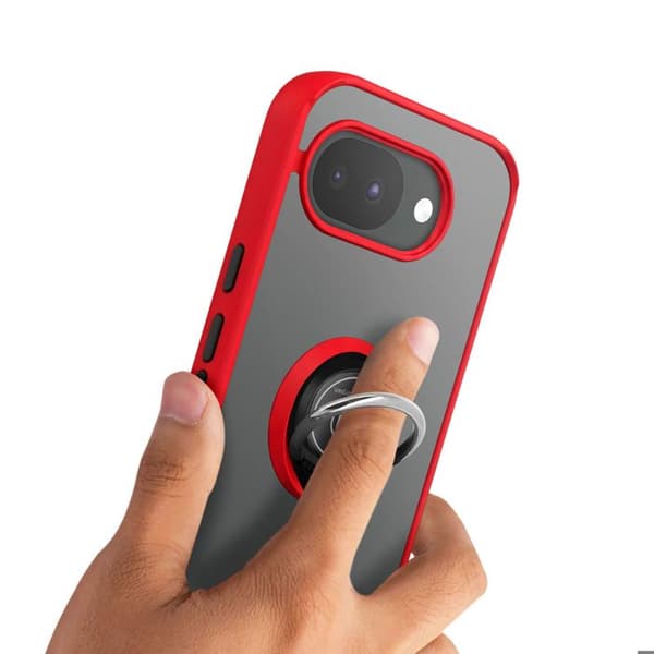 Ringfodral för Google Pixel 10a Förstärkt Skydd med Röd Magnetring Röd