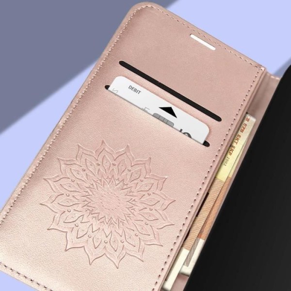 Mandala Flower Case för iPhone 11 med plånbok och videoställ roséguld