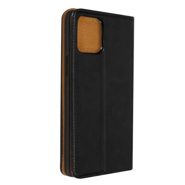 iPhone 12/12 Pro-etui - Ægte Læder - Video Støtte - Kort Opbevaring - Sort Svart