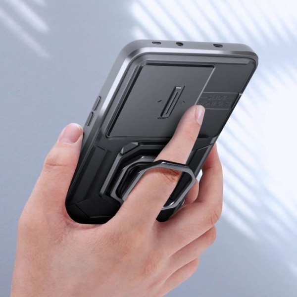 Coque - AVIZAR - Xiaomi 13T/13T Pro - Skydd för Kameran med Glidfunktion - Rotationsring - Svart Svart