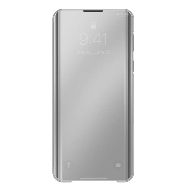 Spegelfodral för Galaxy S26 med Smart View-fönster och vikbart stativ i silver Grå