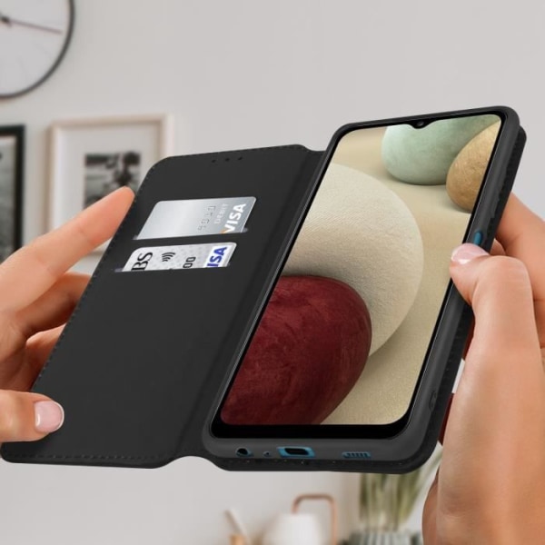 Fodral - Samsung - Galaxy A12 - Ekoskinn - Plånbok - Stödfunktion - Svart Svart