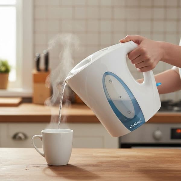 Trådlös Vattenkokare 1,7L Säkerhetslås Cheffinger Vit Vit