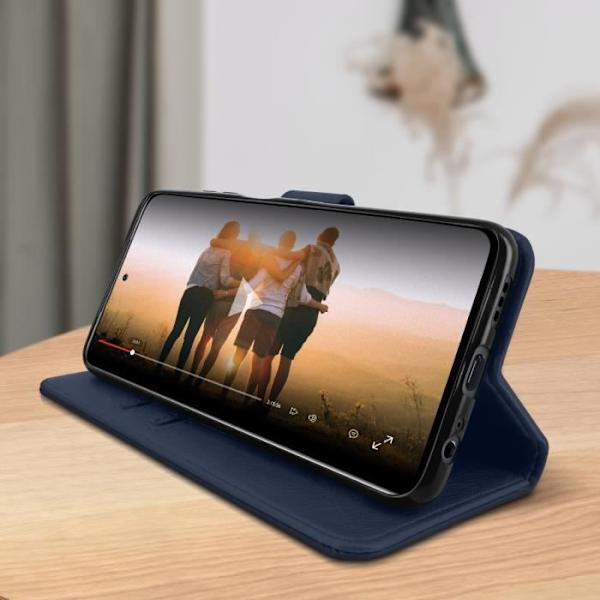 Etui - Xiaomi - Redmi Note 10 / 10s - Skydd - Kortficka - Videostöd - Blå Blå