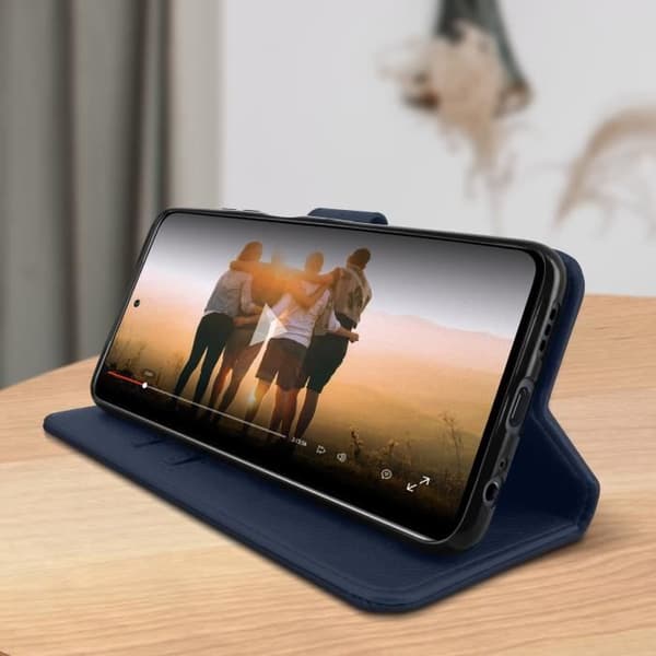 Kotelo - Xiaomi - Redmi Note 10 / 10s - Suojus - Korttipidike - Video tuki - Sininen Blå