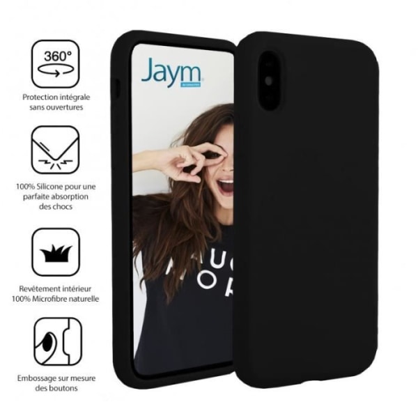 PREMIUM SILIKON OCH MIKROFIBERFODRAL FÖR APPLE IPHONE X / XS BLACK - JAYM® CLASSIC®