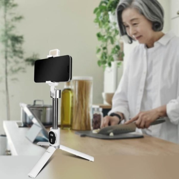 Perche Selfie - LinQ - Bluetooth-modell - Stativ - Trådlös fjärrkontroll - Vit
