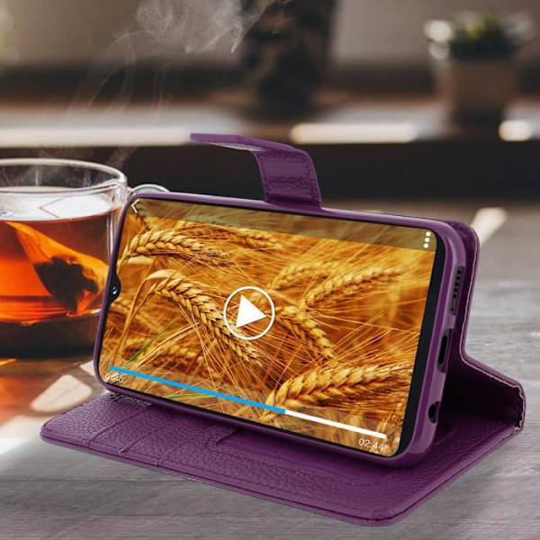 Smartphonefodral - Samsung - Galaxy A20e - Ekologisk läder lila - Mjuk skal - Magnetstängning Lila