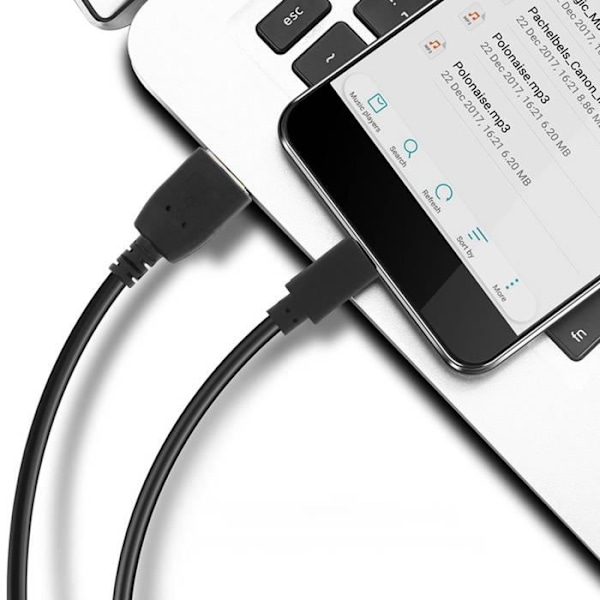 USB-USB Type C -kaapeli - AVIZAR - Pikalataus 2.0 - 1.2m - Musta - Nopea synkronointi Svart