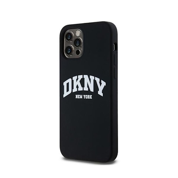 DKNY Liquid Silicone White Logo Print MagSafe - Kotelo iPhone 12:lle / iPhone 12 Prolle (musta)