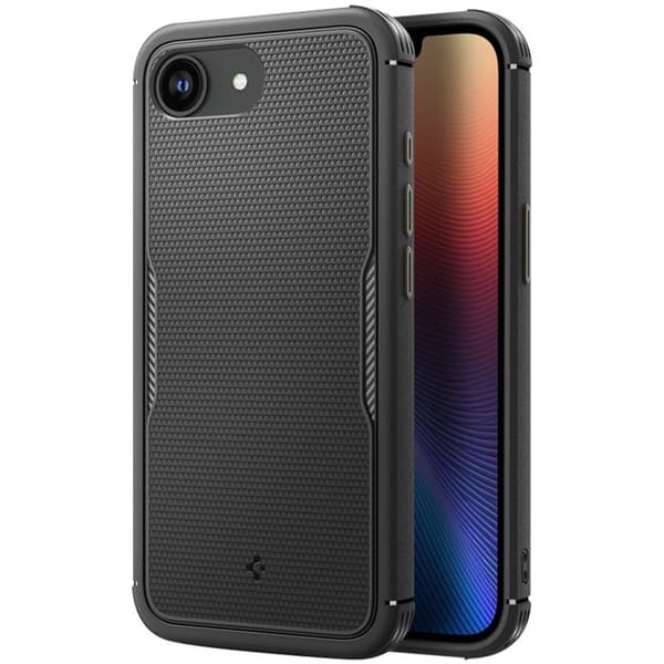 MagSafe Cover - SPIGEN - iPhone 16e - Stødabsorberende - Ribbede design - Mat finish Svart