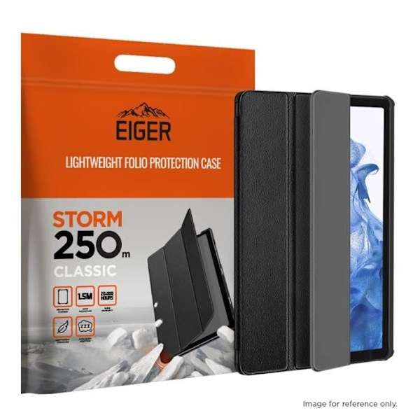 Etui til Galaxy Tab S7 / S8 Folio Forstærket med magnetisk stativfunktion Eiger Sort Svart