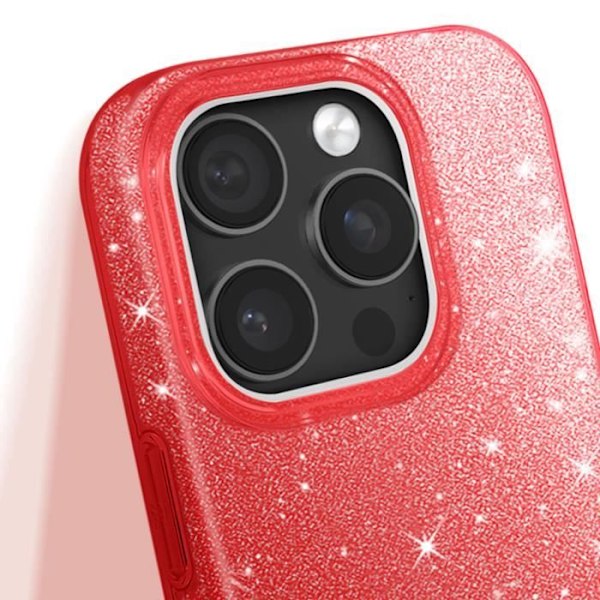 Glittrande Chockbeständig Skal för iPhone 16 Pro Max Röd Röd